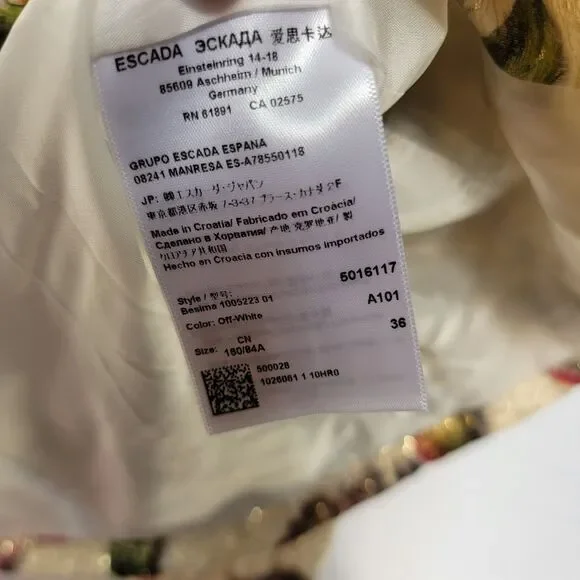 Gorgeous Escada Silk Blend Cream Gold Embossed Floral Blazer US 4 EU 36
